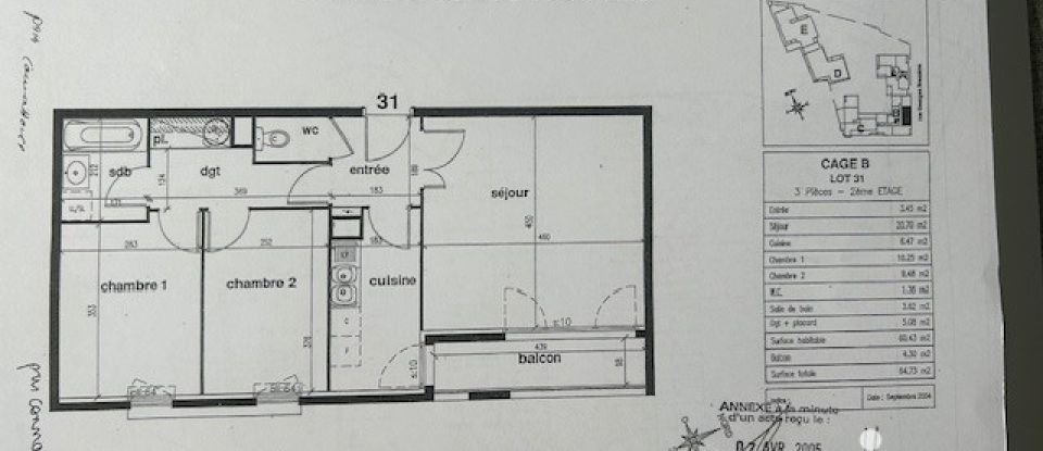 Appartement 3 pièces de 61 m² à Morsang-sur-Orge (91390)