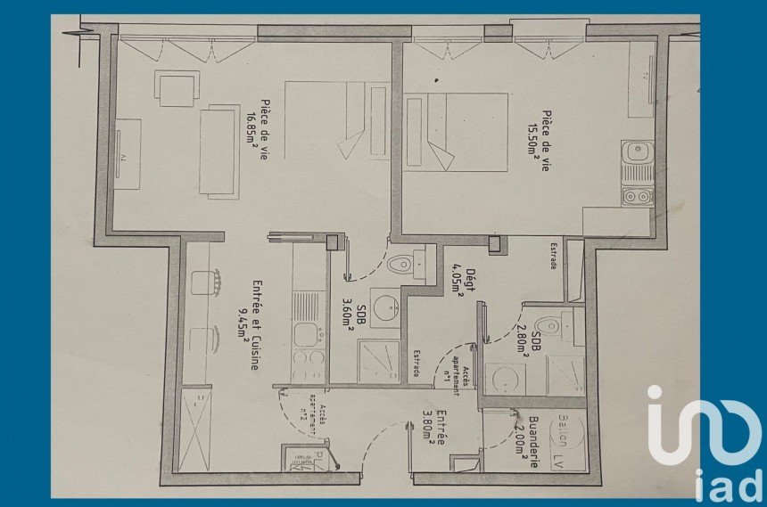 Appartement 2 pièces de 57 m² à Nantes (44100)