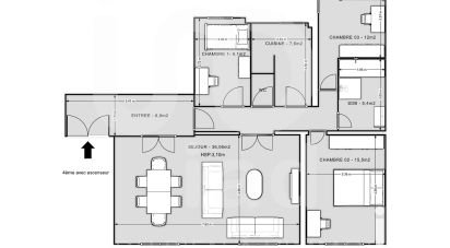 Appartement 5 pièces de 102 m² à Paris (75016)