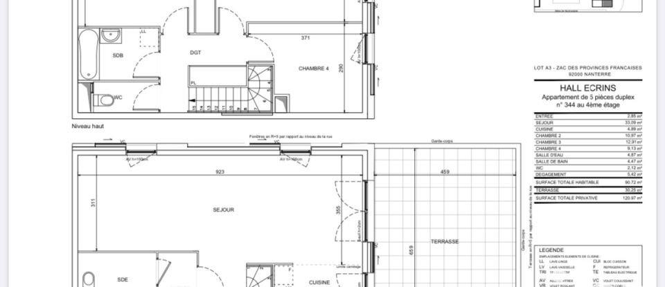 Duplex 5 rooms of 91 m² in Nanterre (92000)