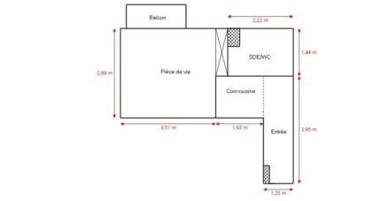 Appartement 2 pièces de 21 m² à Saint-Nazaire (44600)