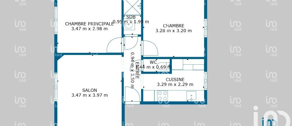 Appartement 2 pièces de 43 m² à Igny (91430)