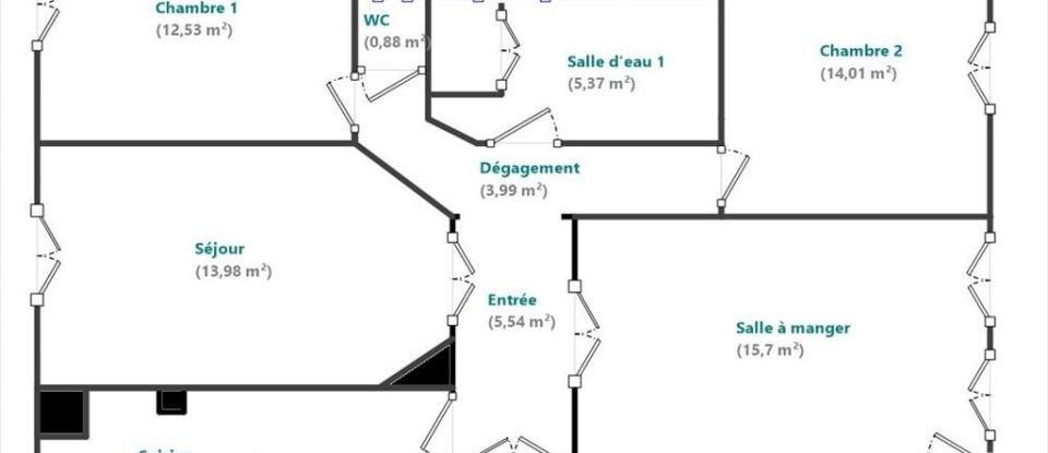 Appartement 4 pièces de 80 m² à Paris (75015)