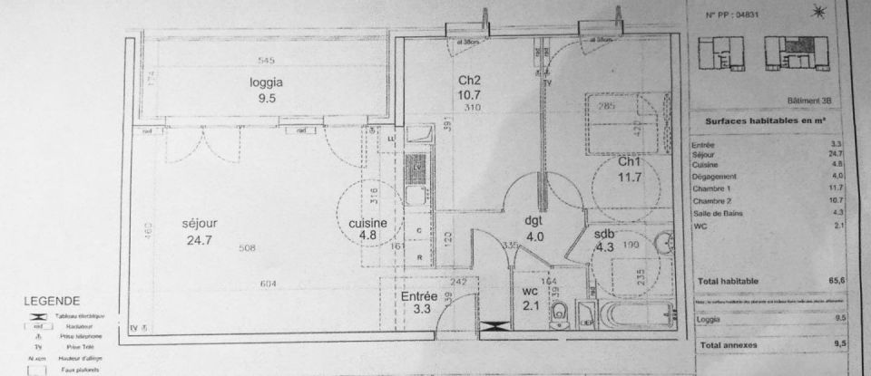 Appartement 3 pièces de 66 m² à L'Île-Saint-Denis (93450)