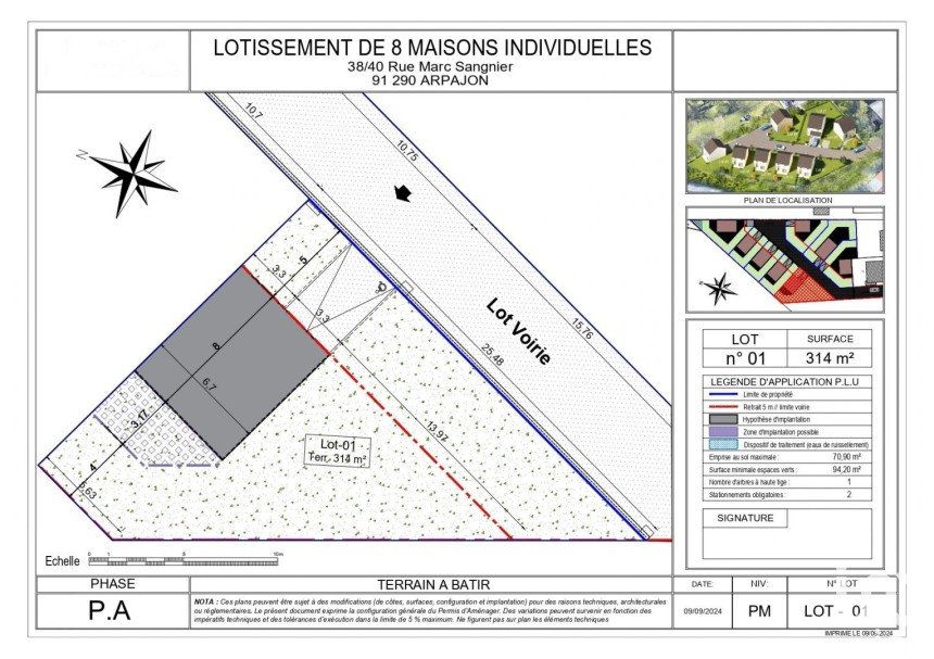 Terrain de 314 m² à Arpajon (91290)