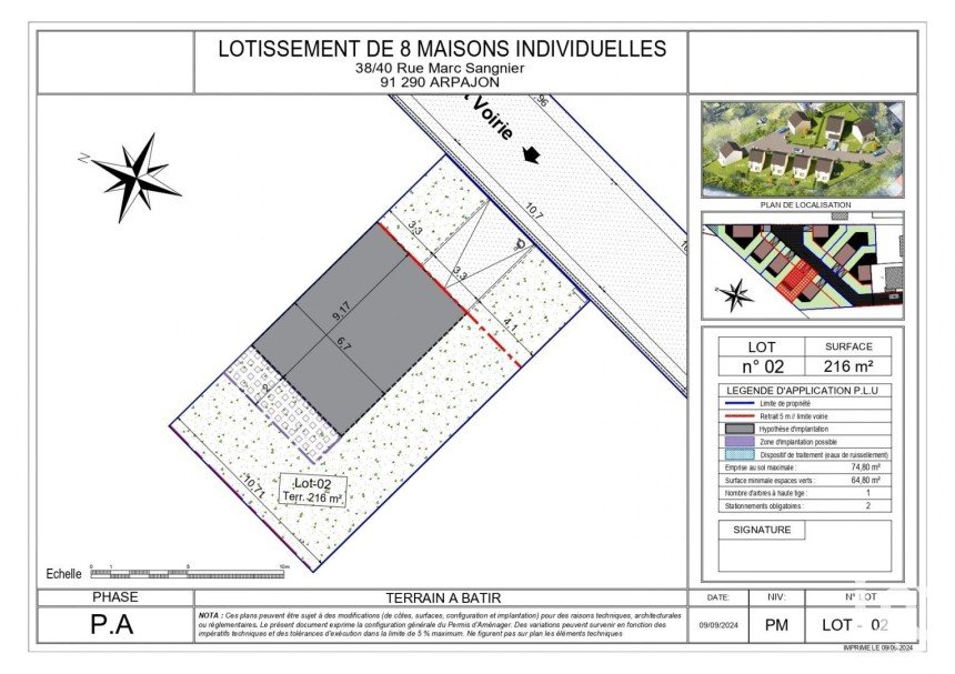 Terrain de 216 m² à Arpajon (91290)