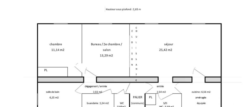 Appartement 3 pièces de 75 m² à Paris (75020)