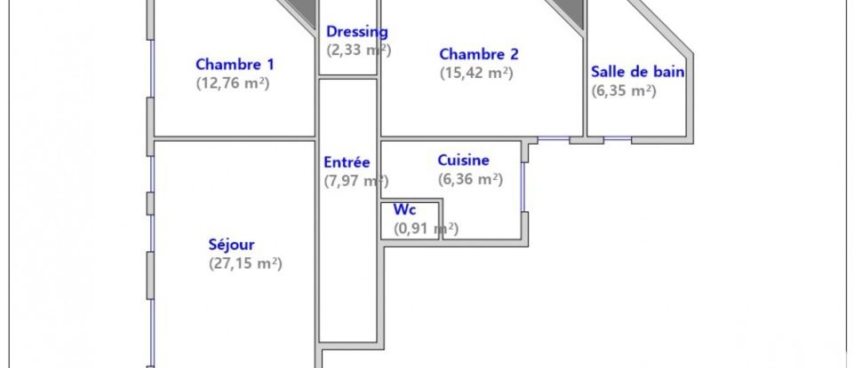 Apartment 3 rooms of 80 m² in Paris (75020)