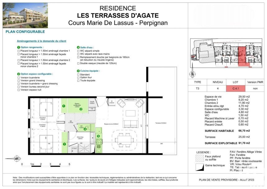 Appartement 3 pièces de 67 m² à Perpignan (66000)