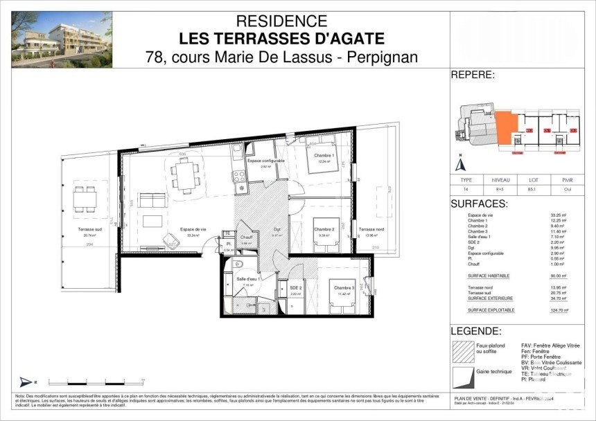 Appartement 4 pièces de 90 m² à Perpignan (66000)