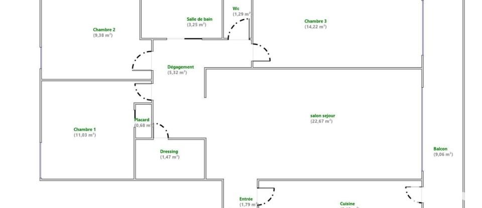 Appartement 4 pièces de 80 m² à Toulon (83000)