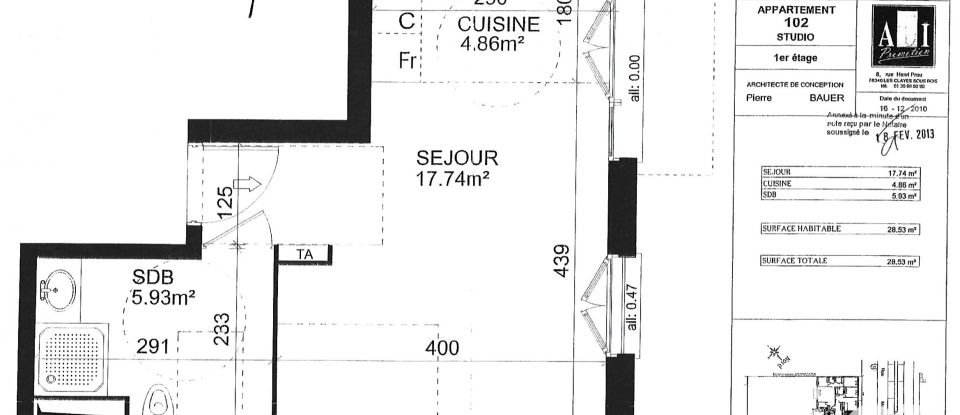 Studio 1 pièce de 29 m² à Les Clayes-sous-Bois (78340)