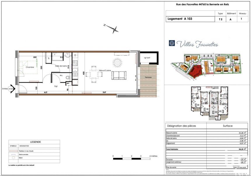 Appartement 2 pièces de 56 m² à La Bernerie-en-Retz (44760)