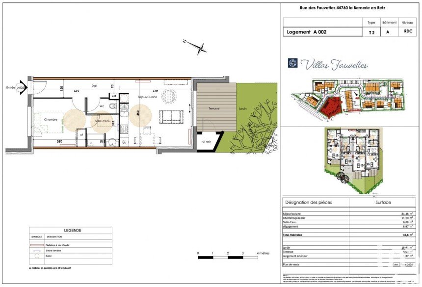 Appartement 2 pièces de 47 m² à La Bernerie-en-Retz (44760)