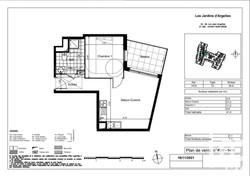 Appartement 2 pièces de 42 m² à Juvisy-sur-Orge (91260)