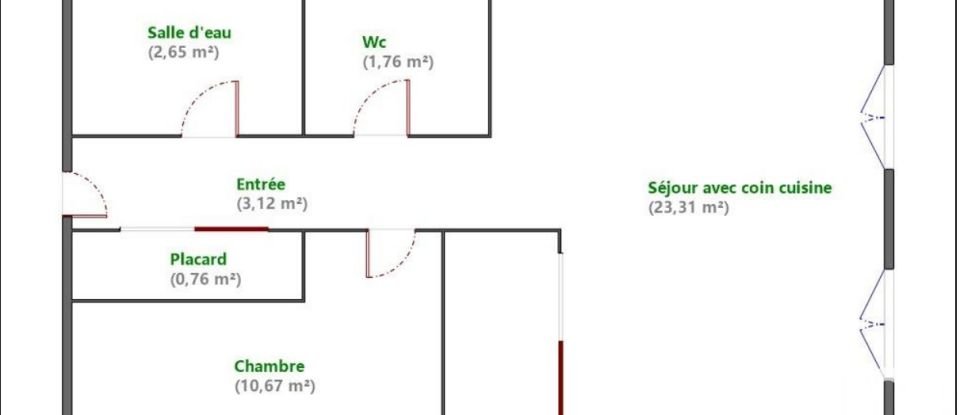 Apartment 2 rooms of 42 m² in Pontault-Combault (77340)