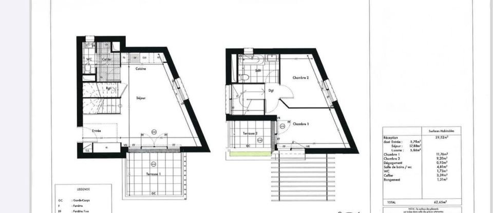 Appartement 3 pièces de 63 m² à Achères (78260)