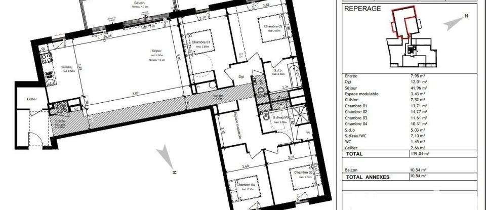 Appartement 5 pièces de 139 m² à Orléans (45000)