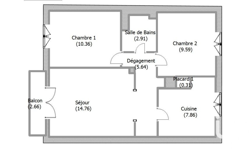 Appartement 3 pièces de 52 m² à Bourg-lès-Valence (26500)