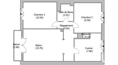 Apartment 3 rooms of 52 m² in Bourg-lès-Valence (26500)