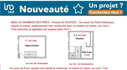 Appartement 2 pièces de 29 m² à Paris (75006)