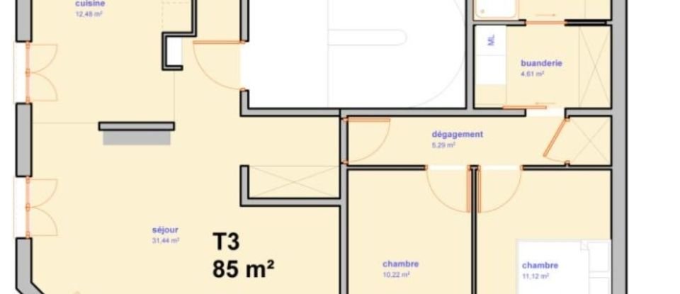 Appartement 3 pièces de 85 m² à Chartres (28000)