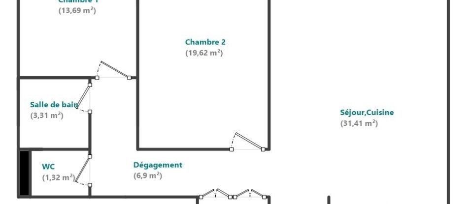 Appartement 3 pièces de 79 m² à Courbevoie (92400)