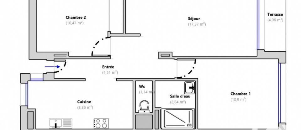 Apartment 3 rooms of 56 m² in Grasse (06130)