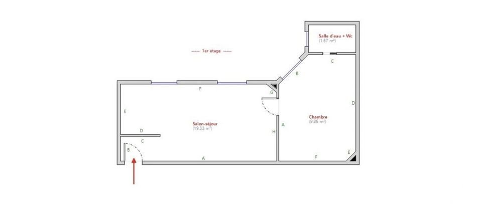 Appartement 2 pièces de 31 m² à Paris (75014)