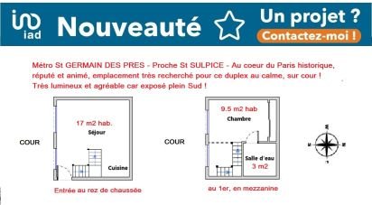 Appartement 2 pièces de 29 m² à Paris (75006)