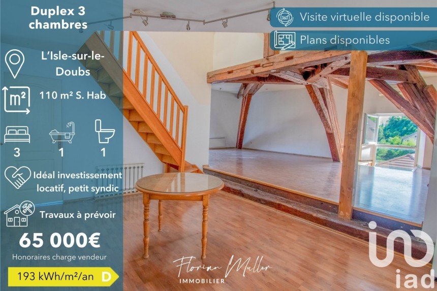 Duplex 5 pièces de 110 m² à L'Isle-sur-le-Doubs (25250)