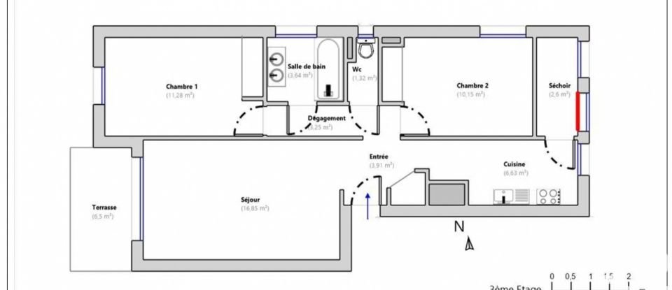 Appartement 3 pièces de 57 m² à Cagnes-sur-Mer (06800)