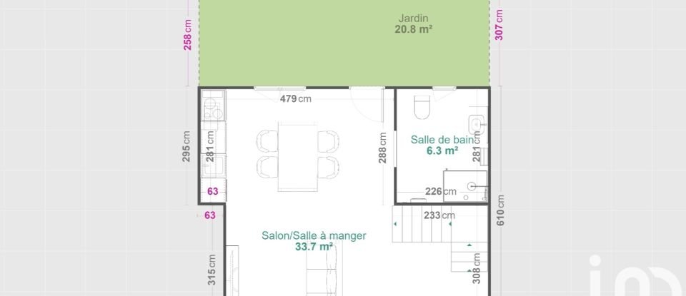 Maison 2 pièces de 60 m² à Meslay-du-Maine (53170)