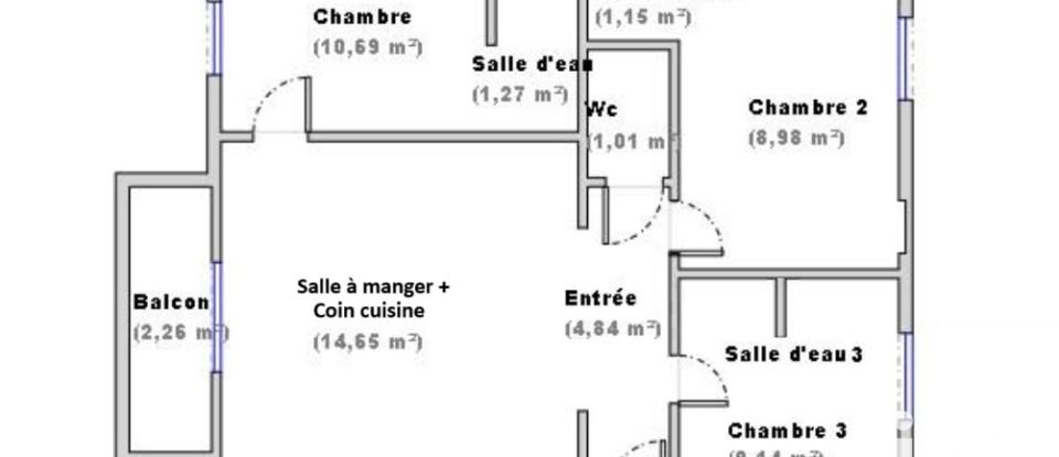 Apartment 3 rooms of 52 m² in Vénissieux (69200)