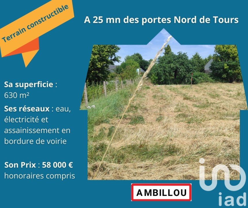 Terrain de 630 m² à Ambillou (37340)