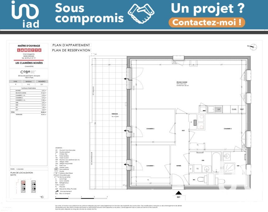 Appartement 5 pièces de 86 m² à Chantepie (35135)