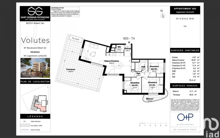 Apartment 4 rooms of 79 m² in Rennes (35000)