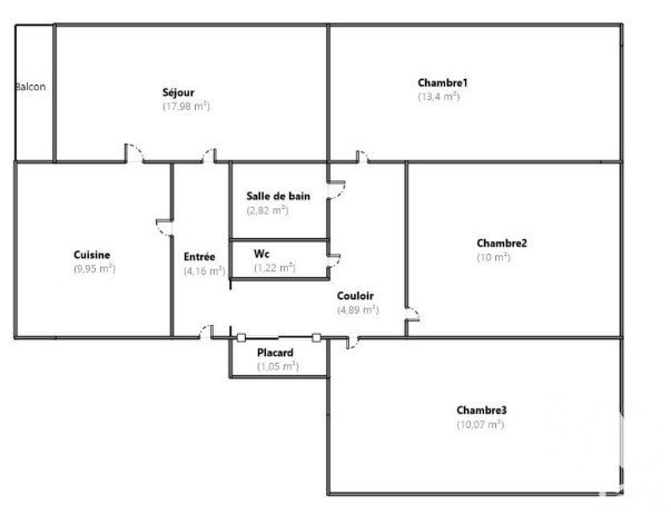 Appartement 5 pièces de 76 m² à Rennes (35200)