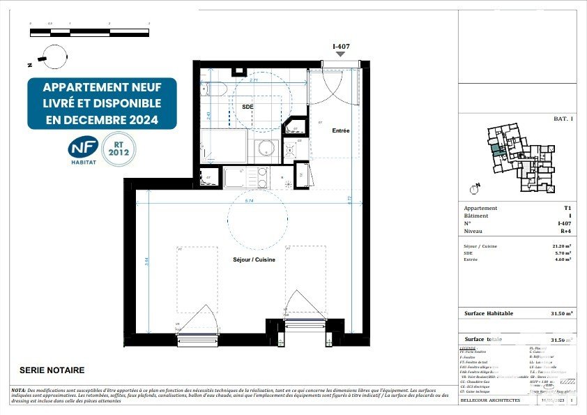 Apartment 1 room of 32 m² in Bruges (33520)