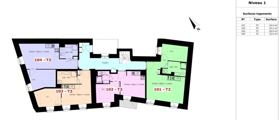 Appartement 2 pièces de 30 m² à - (38730)