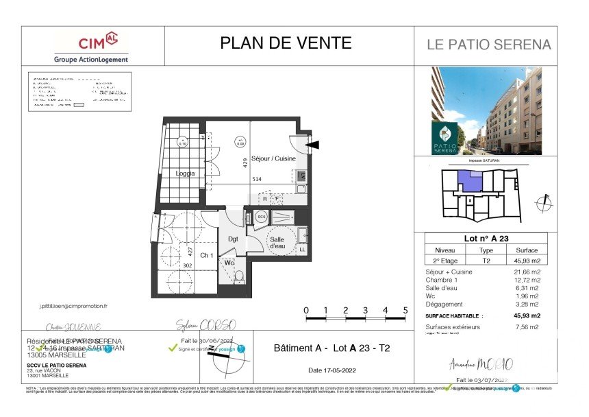 Appartement 2 pièces de 46 m² à Marseille (13005)