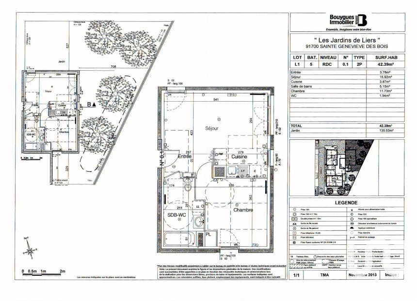 Appartement 2 pièces de 42 m² à Sainte-Geneviève-des-Bois (91700)