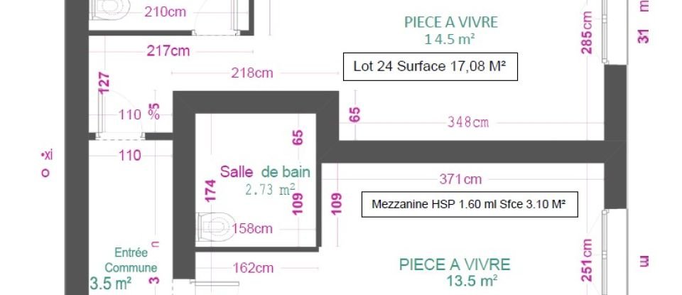 Studio 1 pièce de 17 m² à Lyon (69008)