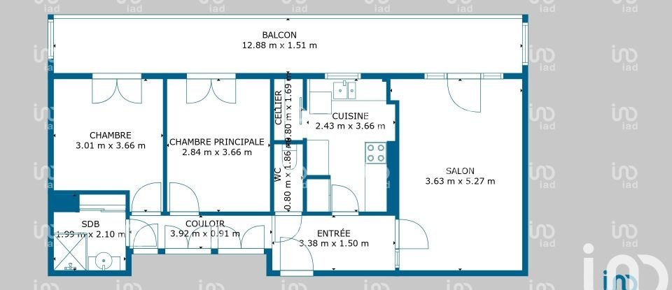 Appartement 3 pièces de 63 m² à Metz (57050)