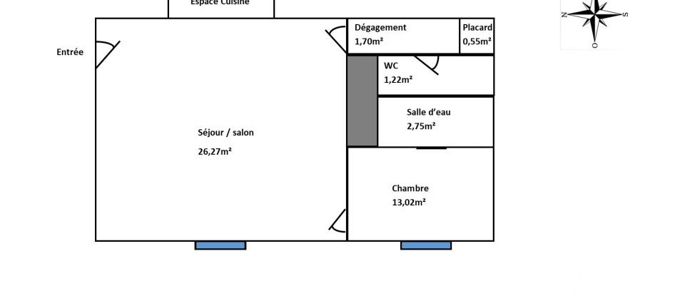 Appartement 2 pièces de 40 m² à Nantes (44100)