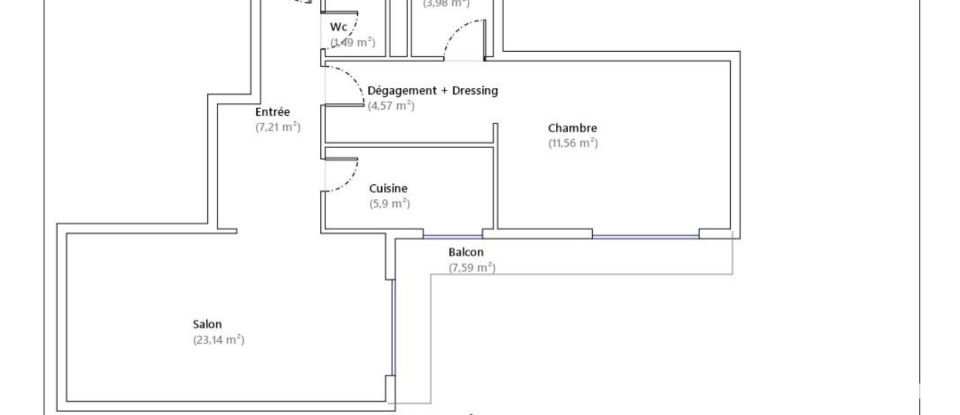 Appartement 2 pièces de 58 m² à Paris (75011)