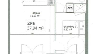 Apartment 2 rooms of 38 m² in Asnières-sur-Seine (92600)