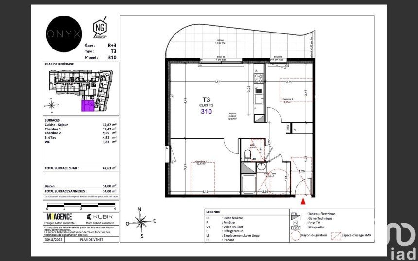 Appartement 3 pièces de 62 m² à Agde (34300)