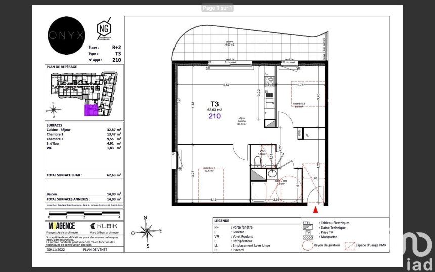 Appartement 3 pièces de 62 m² à Agde (34300)