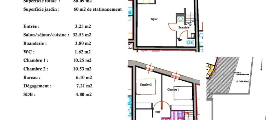 Town house 3 rooms of 80 m² in Saint-André-de-Cubzac (33240)